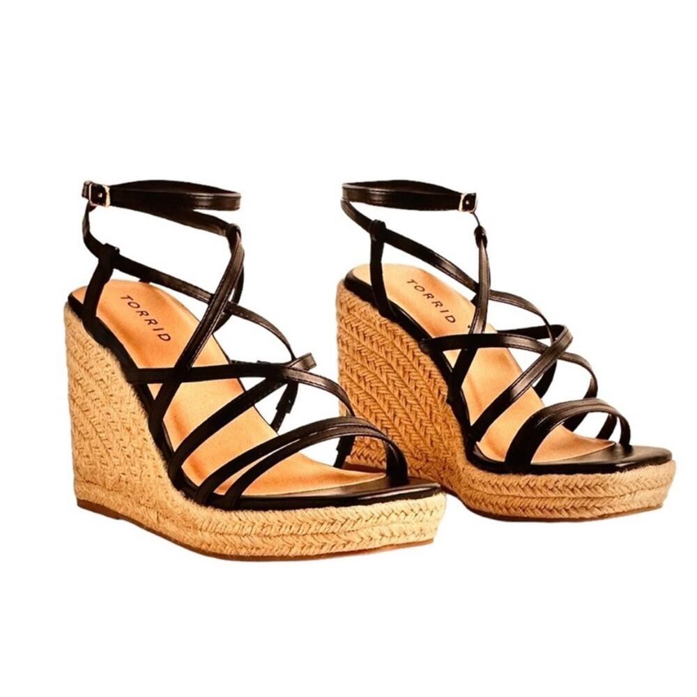 Torrid Womens Laceup Strappy Platform Wedge Sandals 8 Wide Width Boho